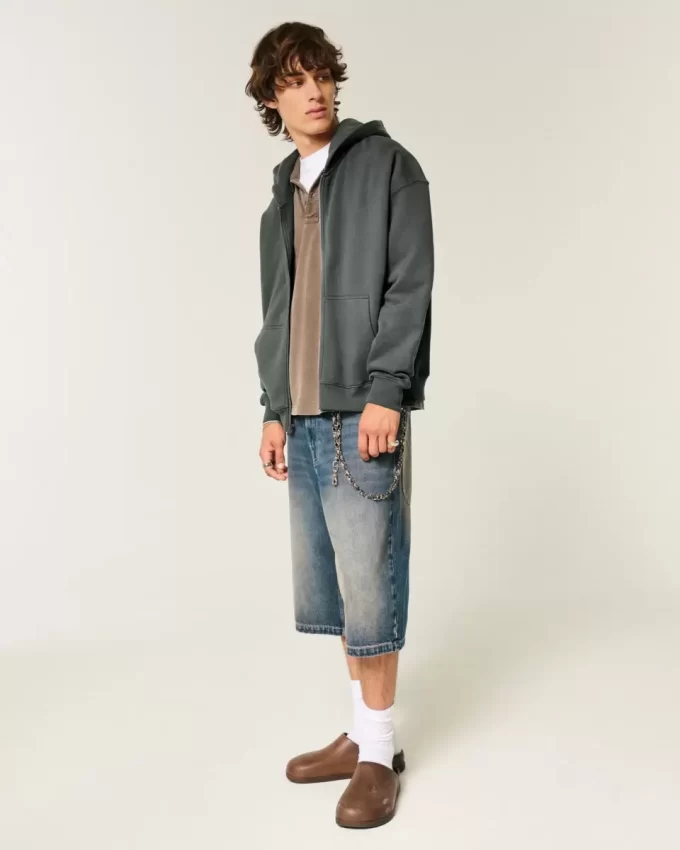 Boxy Zip-Up Hoodie