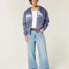 Boxy Zip-Up Palm Beach Graphic Sweatshirt
