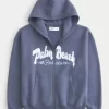 Boxy Zip-Up Palm Beach Graphic Sweatshirt