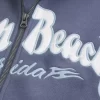 Boxy Zip-Up Palm Beach Graphic Sweatshirt