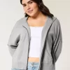 Boxy Zip-Up Sweater Hoodie