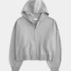 Boxy Zip-Up Sweater Hoodie