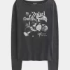 Brooklyn Music Graphic Slash-Neck Top