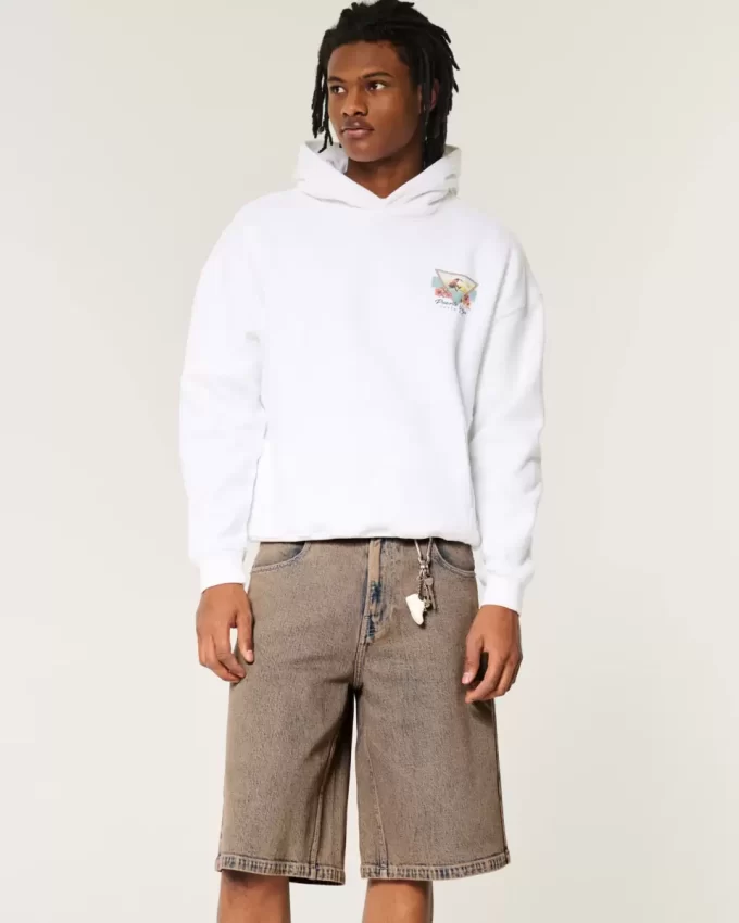 Brown Overdye Super Baggy Denim Shorts