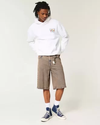 Brown Overdye Super Baggy Denim Shorts