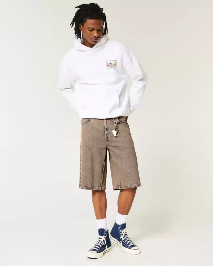 Brown Overdye Super Baggy Denim Shorts