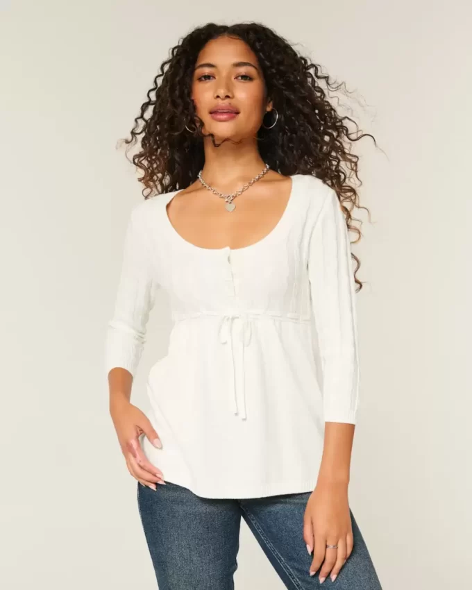 Cable-Knit Babydoll Sweater