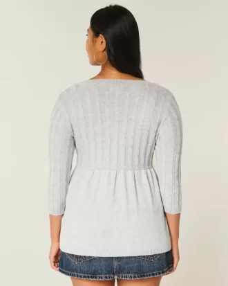 Cable-Knit Babydoll Sweater