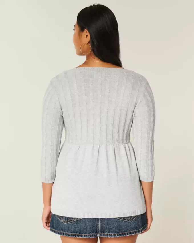 Cable-Knit Babydoll Sweater