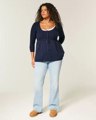 Cable-Knit Babydoll Sweater