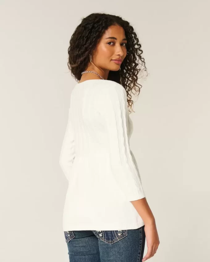 Cable-Knit Babydoll Sweater