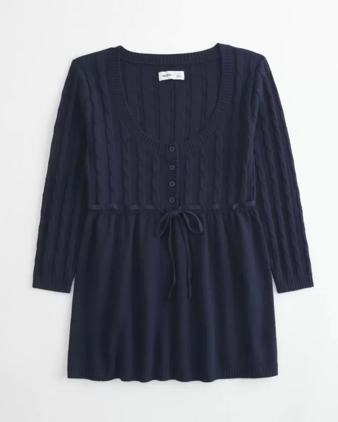 Cable-Knit Babydoll Sweater