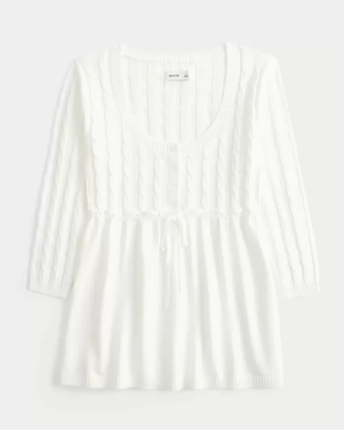 Cable-Knit Babydoll Sweater