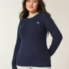 Cable-Knit Bow Crew Sweater
