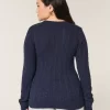 Cable-Knit Bow Crew Sweater