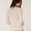 Cable-Knit Heart Crew Sweater