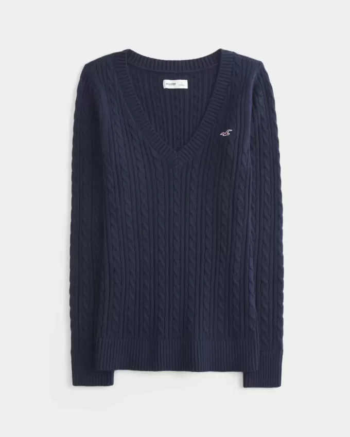 Cable-Knit Icon V-Neck Sweater