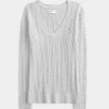 Cable-Knit Icon V-Neck Sweater