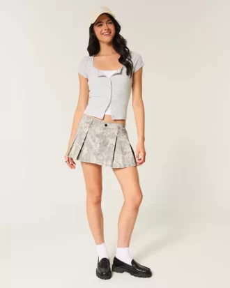 Camo Pleated Mini Skort