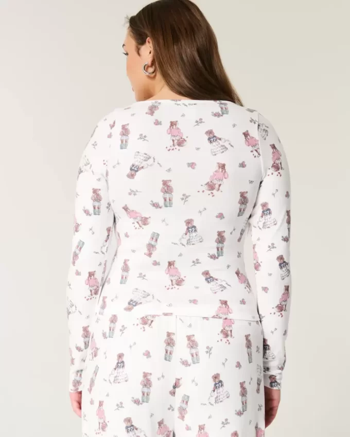 Cozy Bear Pattern Pajama Top