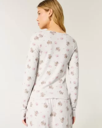 Cozy Bear Pattern Pajama Top