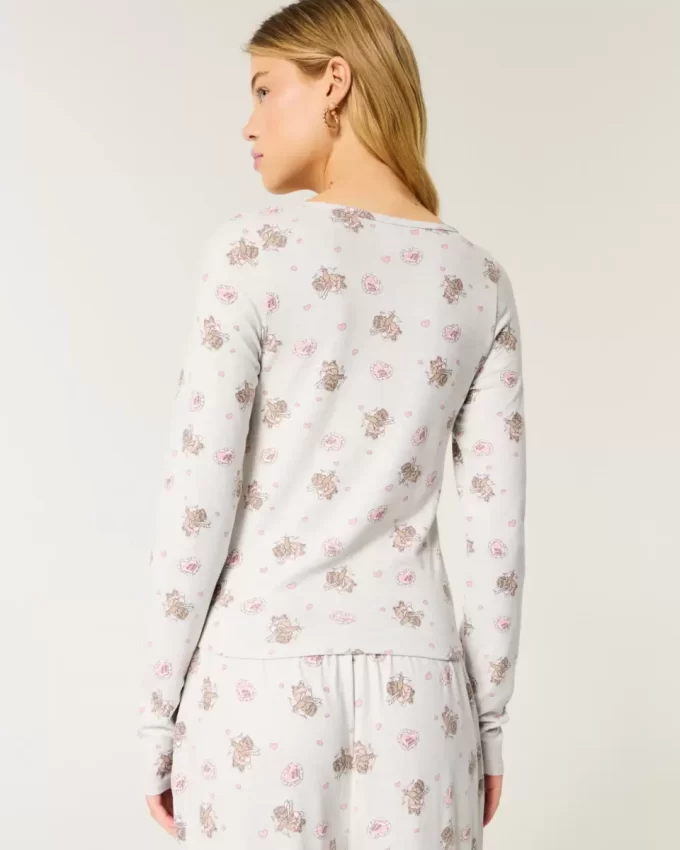 Cozy Bear Pattern Pajama Top