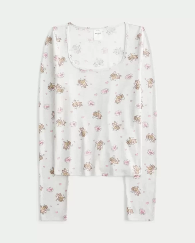 Cozy Bear Pattern Pajama Top