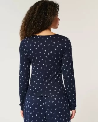 Cozy Floral Pattern Pajama Top