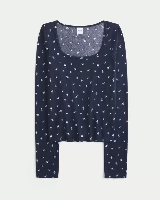 Cozy Floral Pattern Pajama Top
