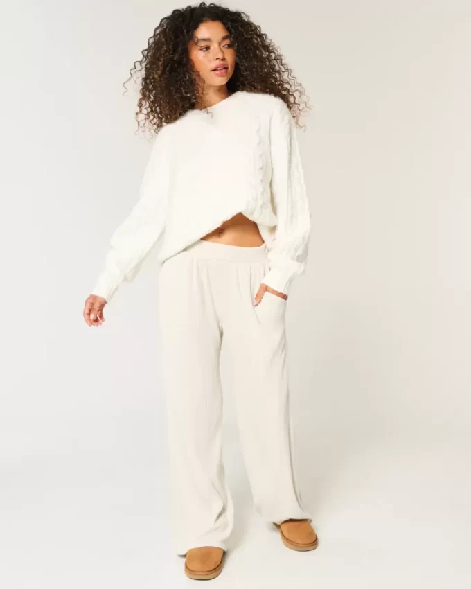 Cozy Ribbed Baggy Pants