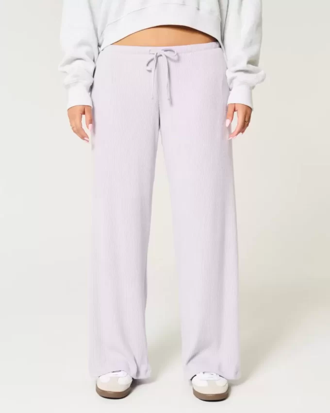 Cozy Ribbed Drawstring Baggy Pants