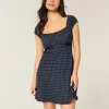 Crepe Satin Band Mini Dress
