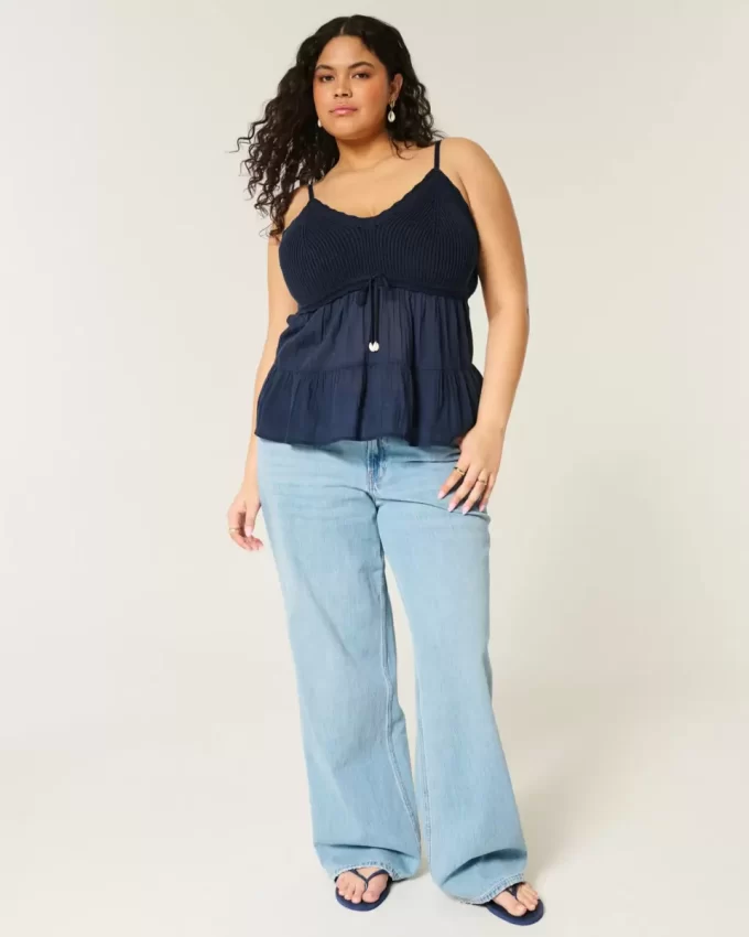 Crochet-Style Fabric Mix Top