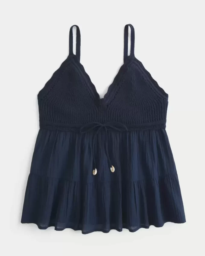 Crochet-Style Fabric Mix Top
