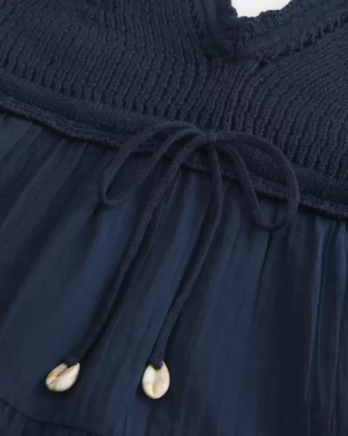 Crochet-Style Fabric Mix Top
