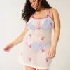 Crochet-Style Floral-Embroidered Cover Up Dress