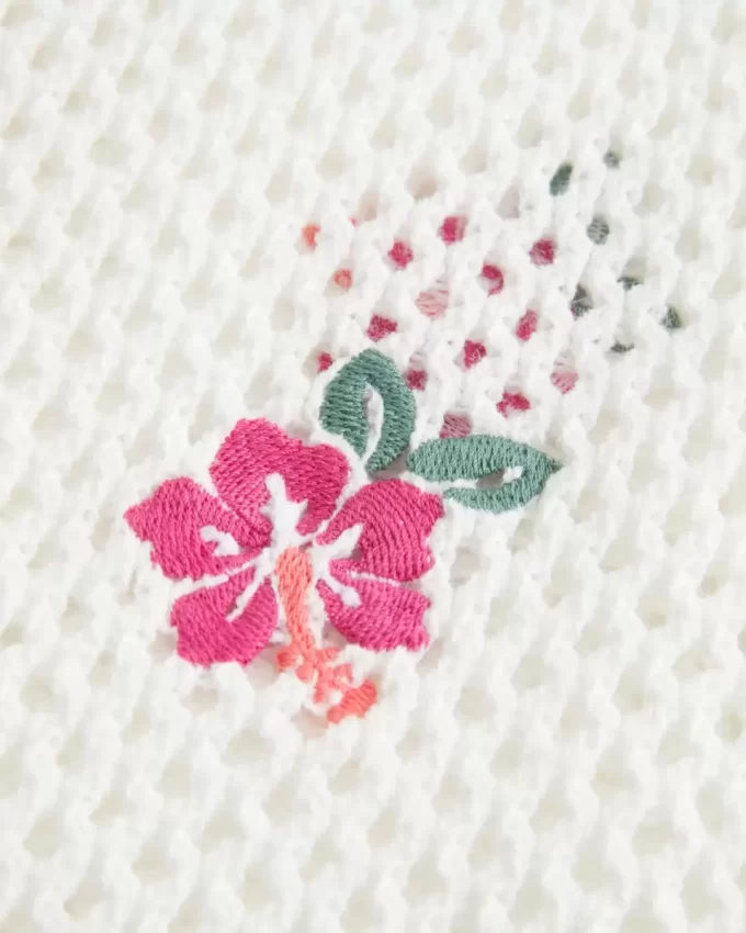 Crochet-Style Floral-Embroidered Cover Up Dress