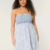 Crochet-Style Mix Strapless Mini Dress