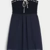 Crochet-Style Mix Strapless Mini Dress