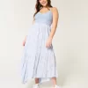 Crochet-Style Mix V-Neck Maxi Dress