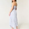 Crochet-Style Mix V-Neck Maxi Dress
