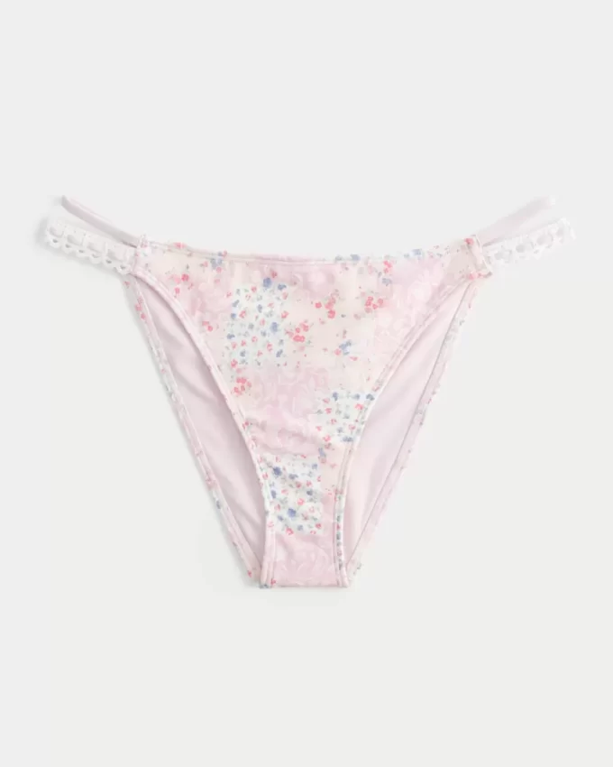 Crochet-Style Mixed High-Leg Cheeky Bikini Bottom