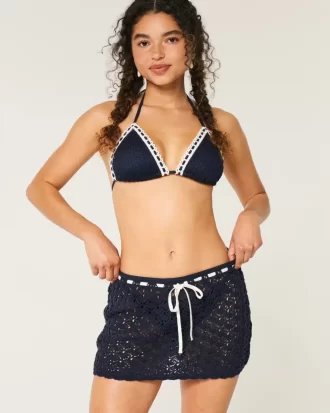 Crochet-Style Pull-On Cover Up Skirt