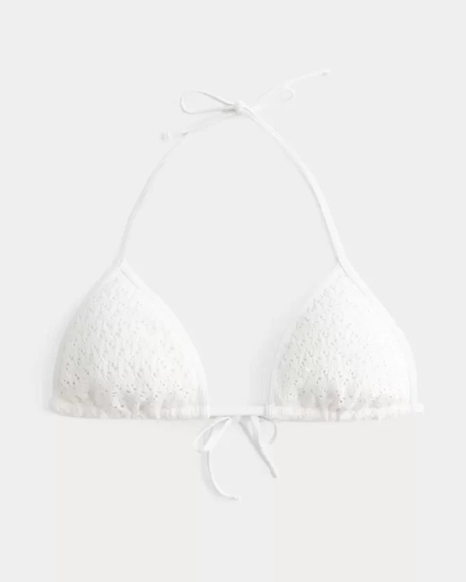 Crochet-Style Sequin Triangle Bikini Top