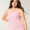 Crochet-Style Strapless Sweater Tube Top