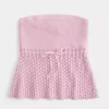 Crochet-Style Strapless Sweater Tube Top