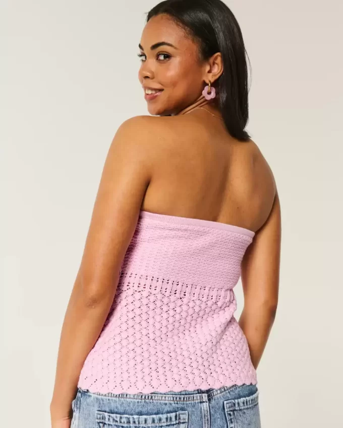 Crochet-Style Sweater Tube Top