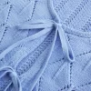 Crochet-Style Tie-Front Textured Sweater