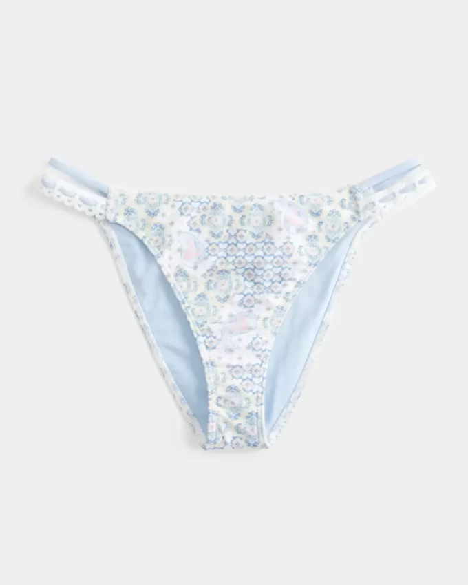 Crochet-Style Trim Double-Strap Cheeky Bikini Bottom