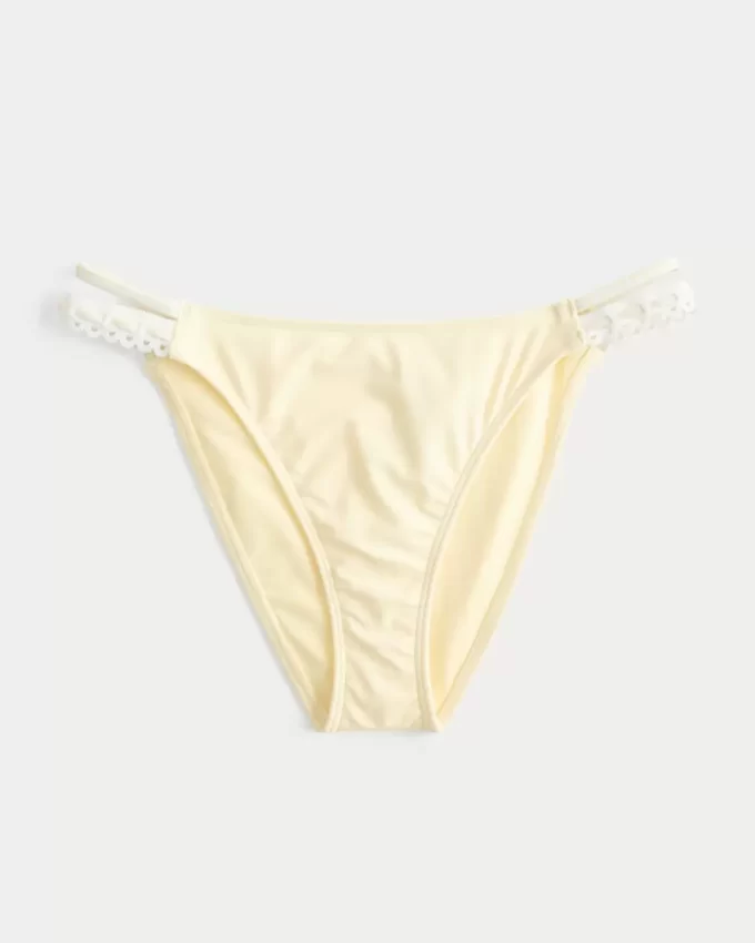Crochet-Style Trim Double-Strap Cheeky Bikini Bottom